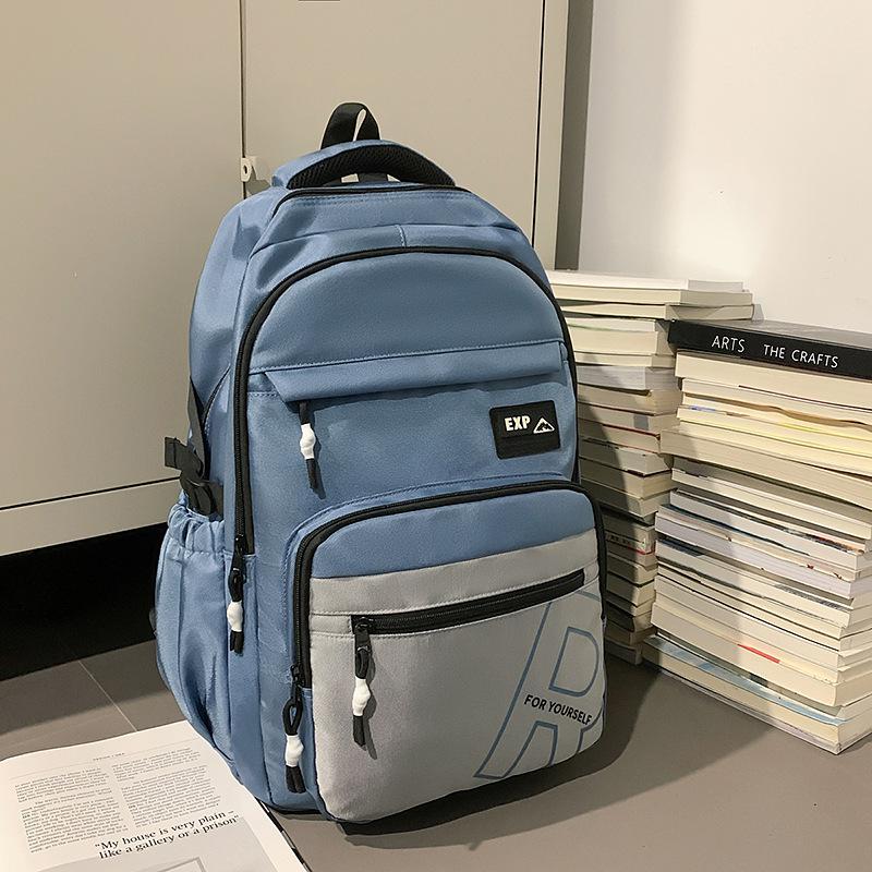 School Bag Ins New High-value Trendy and Cool Letter Backpack Couple Contrasting Colors Simple and Lightweight Travel Backpack