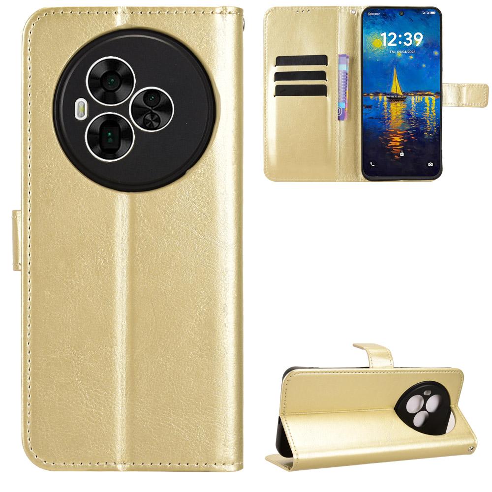 

Флип-чехол для TCL NxtPaper 60 Ultra из ПУ кожи, чехол для телефона с полной защитой корпуса [с блокировкой RFID], защитные чехлы for TCL NxtPaper 60 Ultra золотой