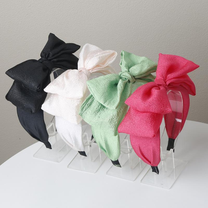 

New Korean Bow Headband for Women Sweet Cute Temperament Solid Color Wide Brimmed Headband Daily Girl Hair Accessories