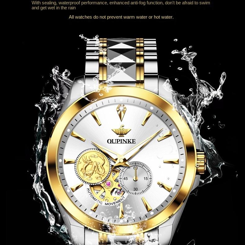 OUPINKE Hodinky Automatické mechanické hodinky Steel Business Vodotěsné pánské hodinky Pánské hodinky