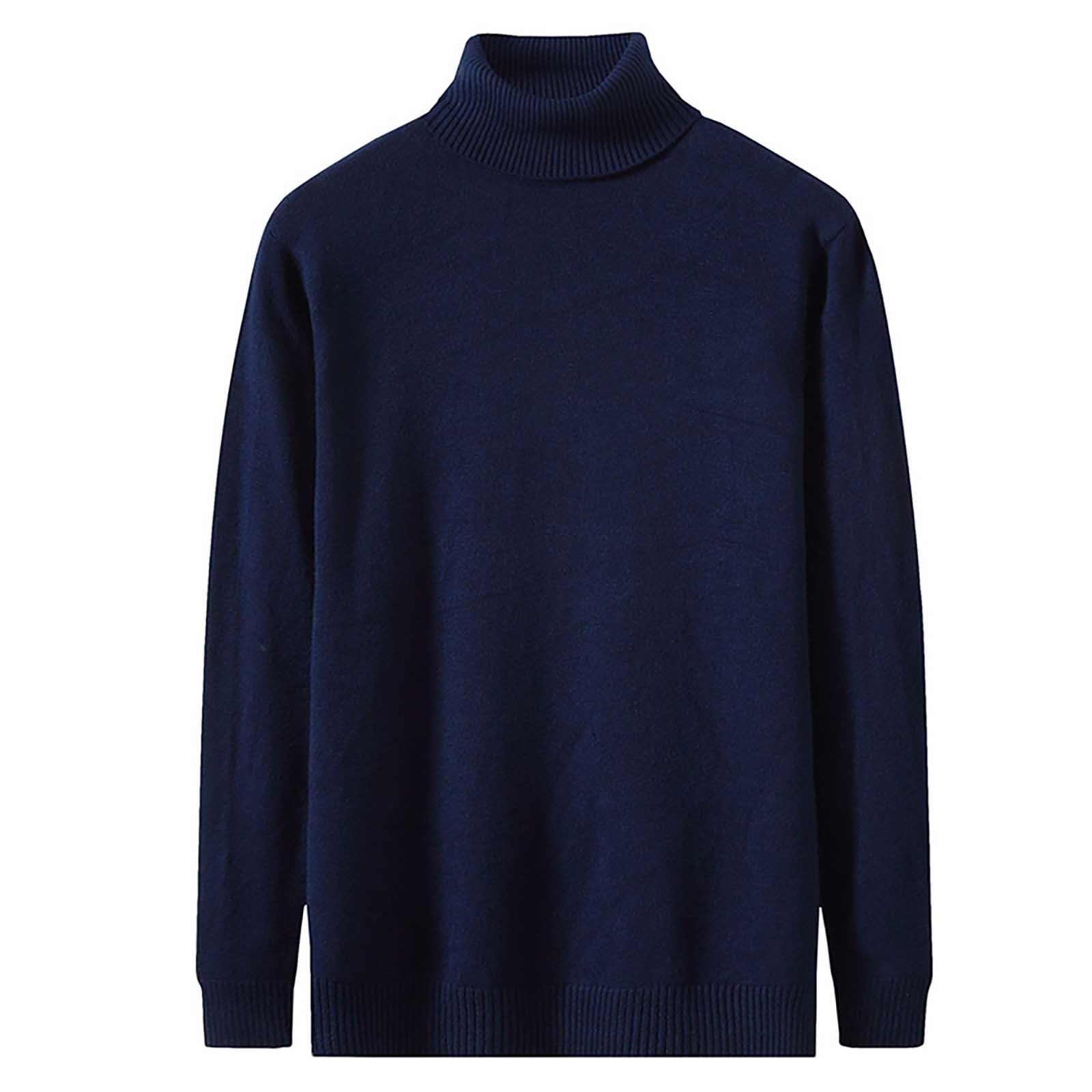 

Men s casual fashion color high collar long sleeve knitted sweater XXL тёмно-синий