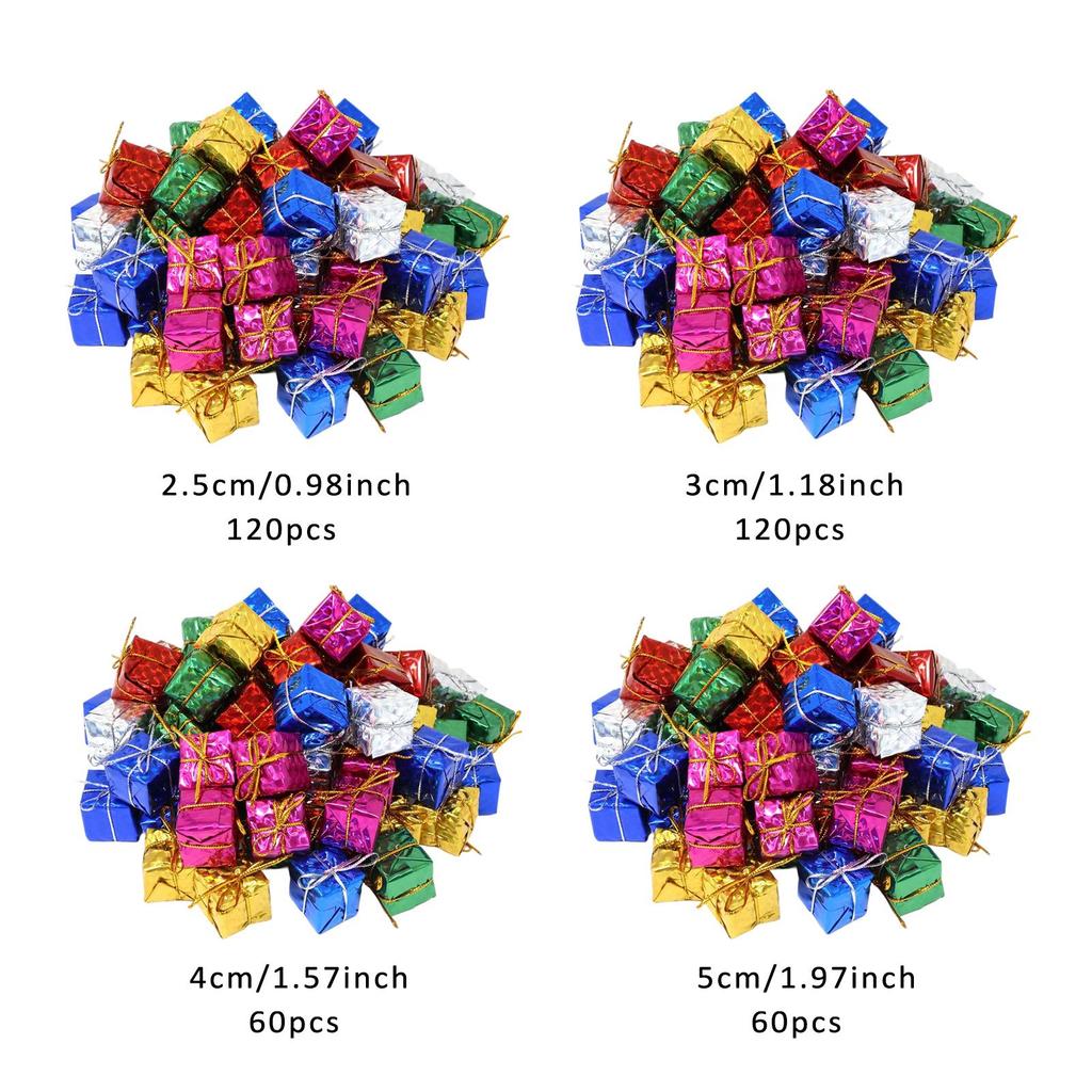 120 Pieces Gift Box Christmas Ornaments Decorative Christmas Hanging Decorations for Holiday Birthday Porch Home Restaurant