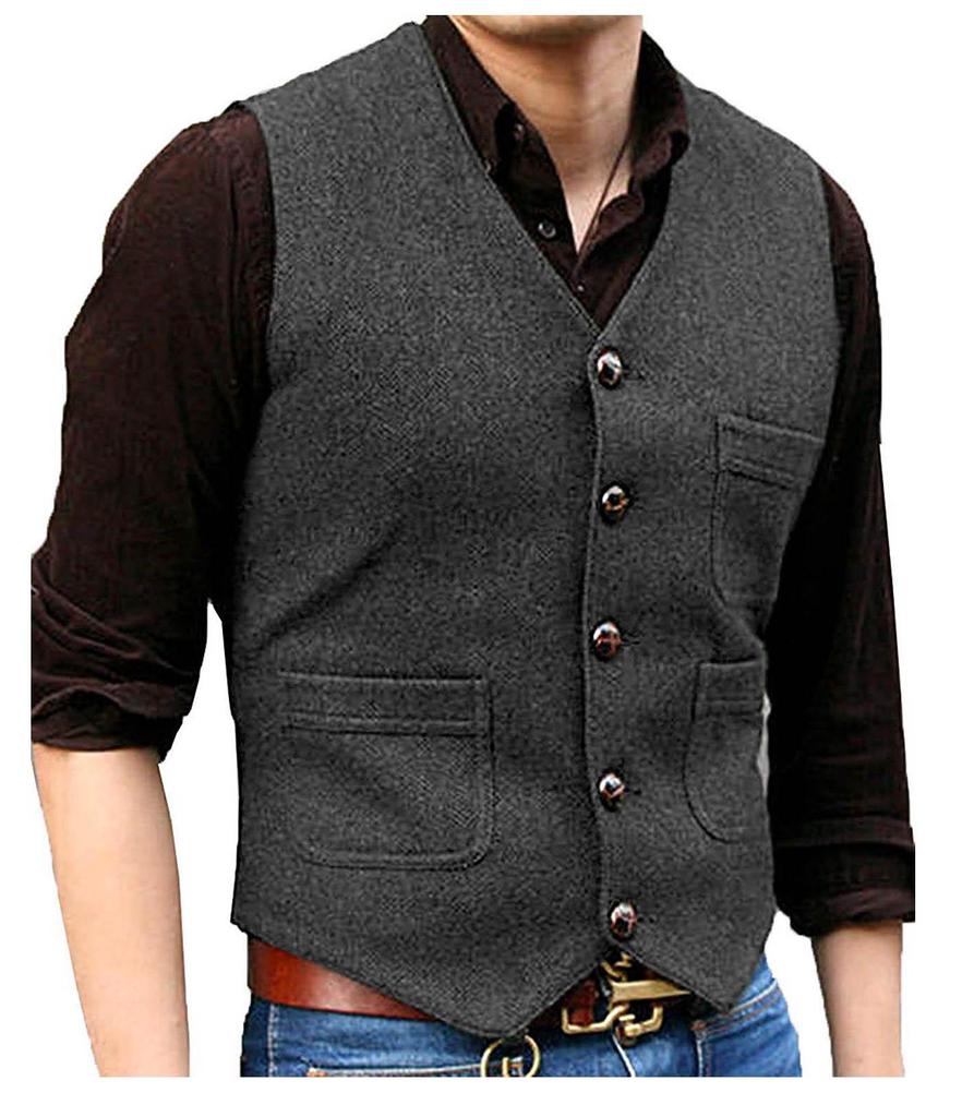Men's V-Neck Wedding Vest - Perfect for Groom or Best Man