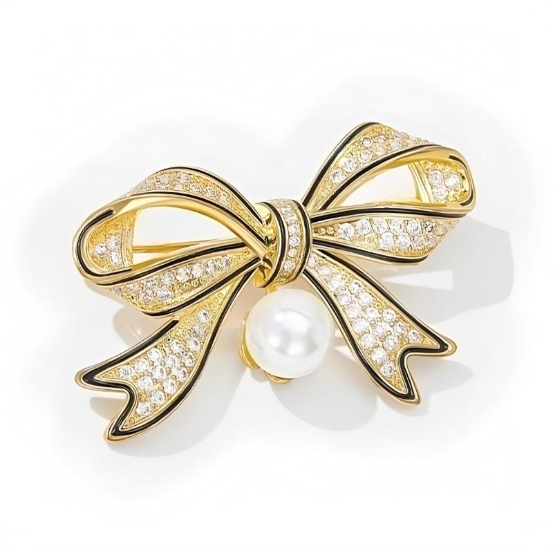 Elegant and Refined Bow Brooch, High-end Women's Luxurious and Grand Pearl Brooch, Niche Design Sense Brooch