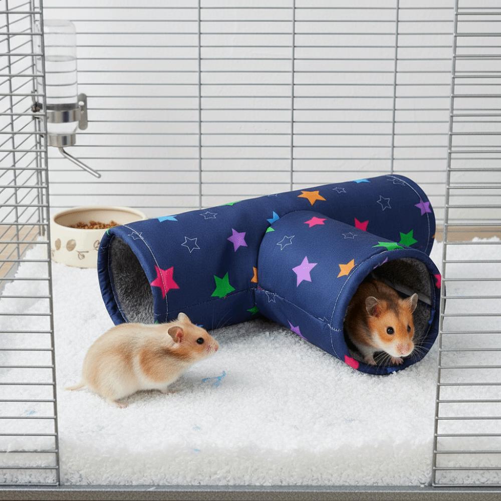 Warm Guinea Pig Tunnel House 3 Holes Pet Collapsible Tube Toy  Habitat Resting