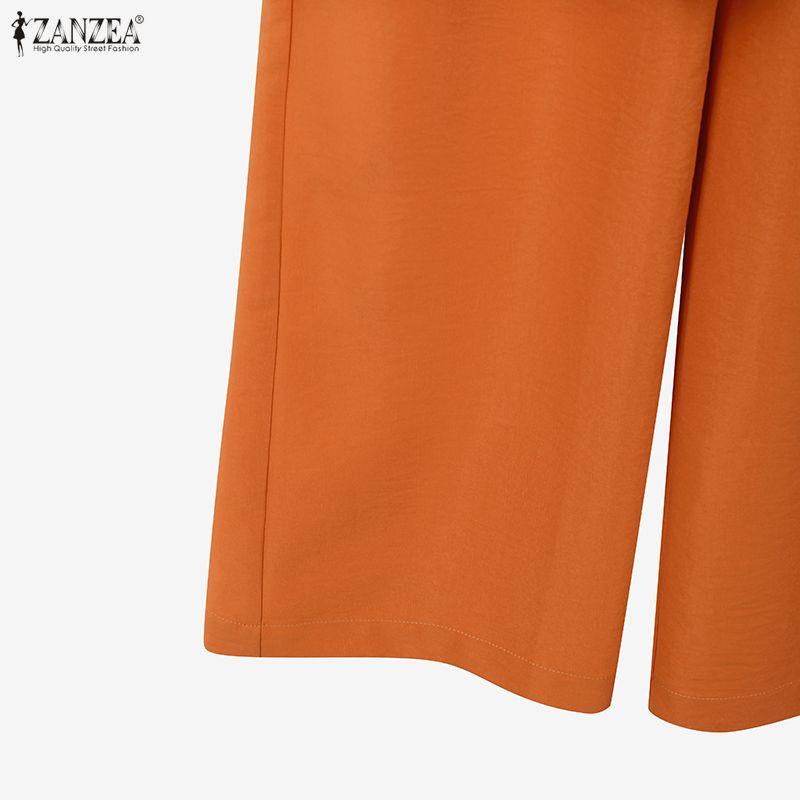 ZANZEA Two Piece Suit Women Lapel Neck Long Sleeve Shirts and Pants Casual Sets Outfits