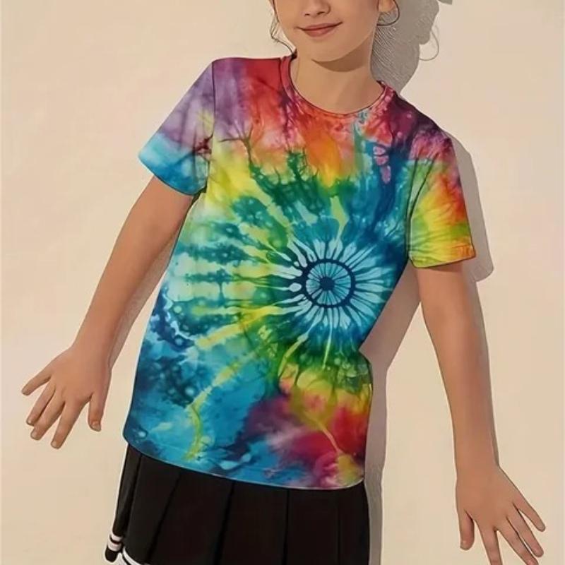 

Children s Cute Animal Print Colorful Round Neck T-shirtr Girls Fashionable Soft Comfortable T-shirt 170