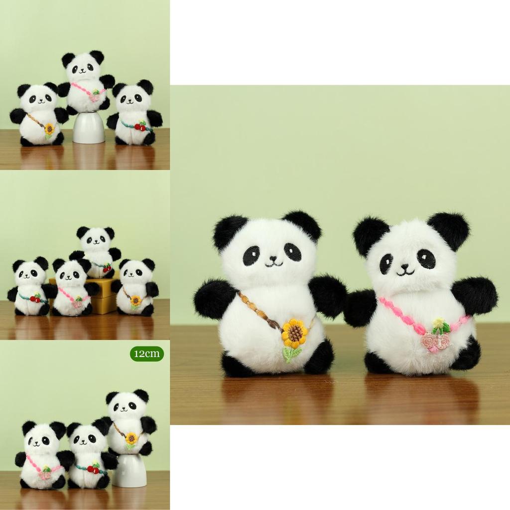 Colorful Floral Plush Panda Keychain Doll 12cm Perfect For Couples And Cute Accessories