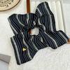 Retro Striped Square Scarf Hair Band Large Intestine Hair Band Female Niche Design Sense Square Headrope Temperament Hair