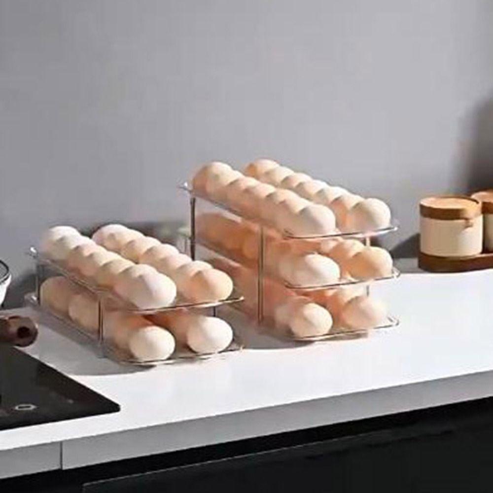 Transparent Refrigerator Egg Storage Box Plastic Egg Rolling Storage Box  Kitchen