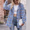 Herbst- und Winter Flanell Karierte Jacke Kapuzen Lässig Damenblusen & Hemden