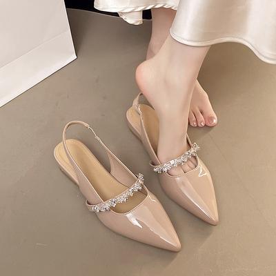 New Summer Outer Wear Fairy Style Fairy Half Word with Rhinestone Sandals Bag Head Pointed Single Shoes Women 2025 Drag Flats