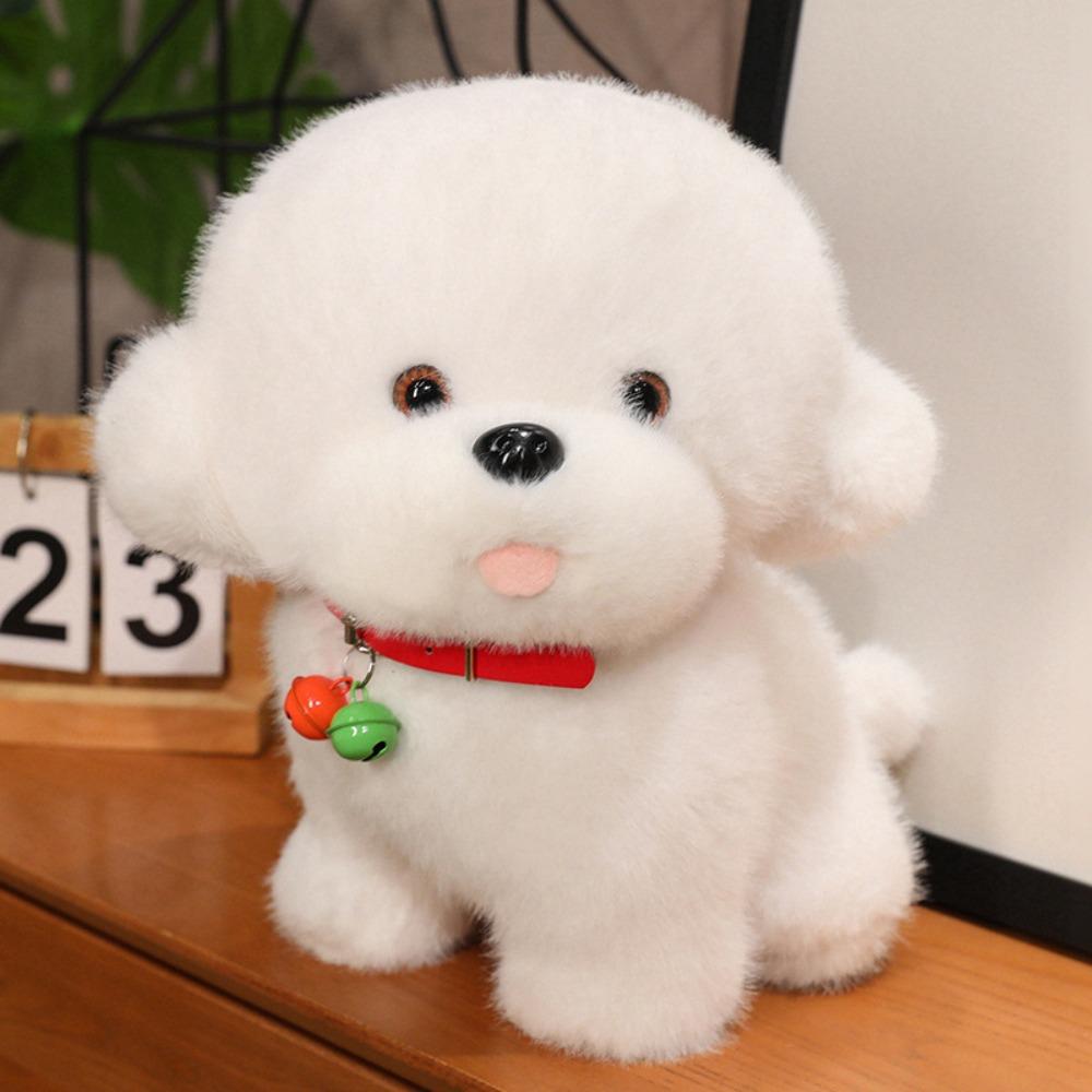Sitting Red Bell Puppy Dolls PP Cotton Stuffed Animals Puppy Doll  Home Decor