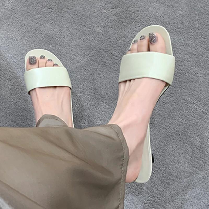 Damenschuhe im Angebot Mode Sommer Damen Hausschuhe Outdoor Solide Offene Zehenpartie Mittlerer Absatz Kleid Pendeln Büro Arbeits Hausschuhe