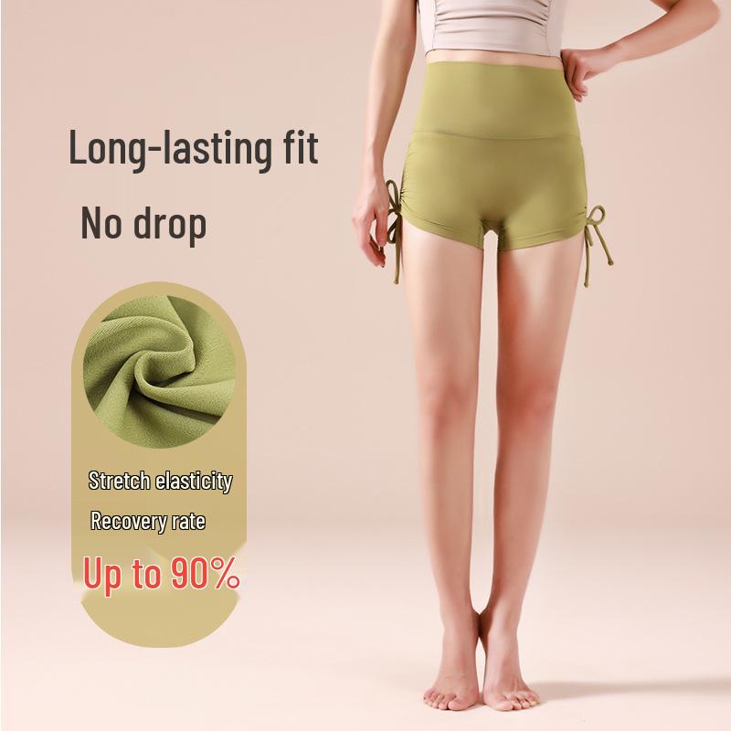 Women's Seamless Hip-Lifting Yoga Shorts with Drawstring - Nude Feel Three-Point Running & Fitness Hot Pants