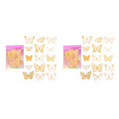 45 Sheets Gold Butterfly Sticker Vintage Glitter Butterfly Stickers for Scrapbooking Notebooks