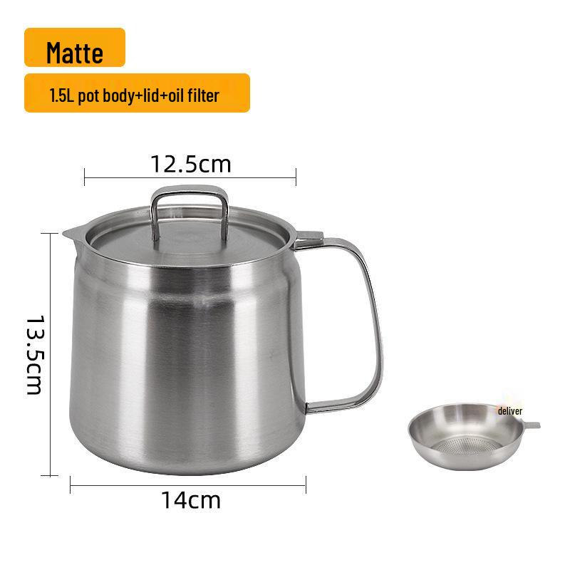 

Thickened 304 Stainless Steel Oil Pot with Lid & Integrated Filter for Kitchen Storage and Dispensing