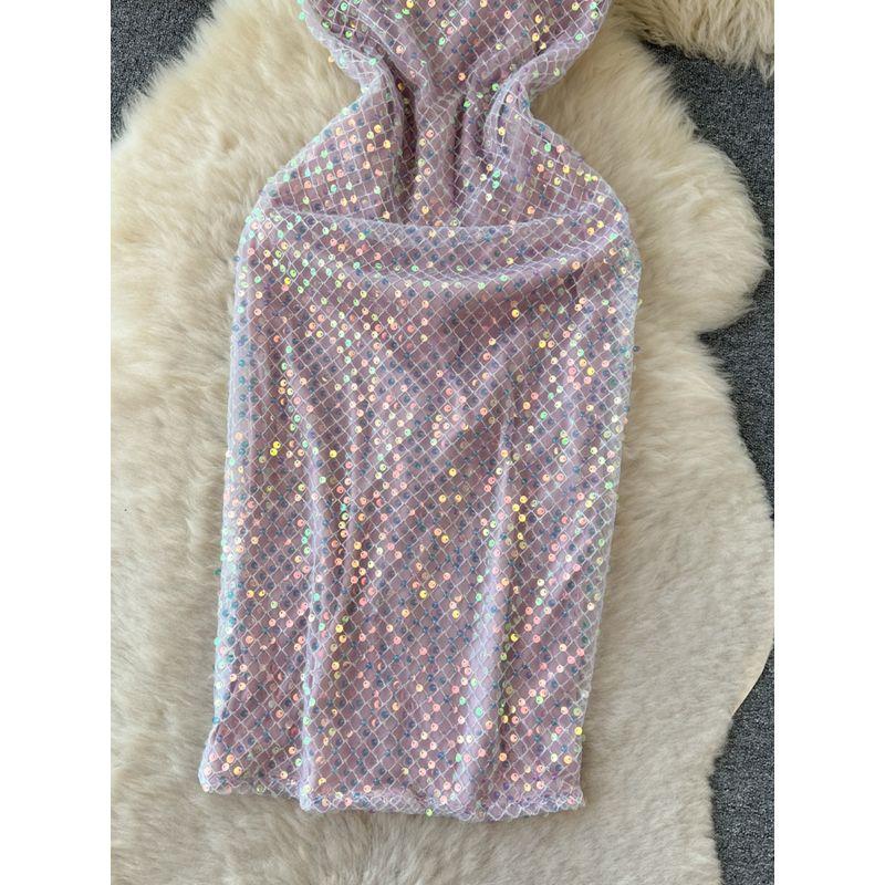 Shiny Summer Niche Design Sling Dress