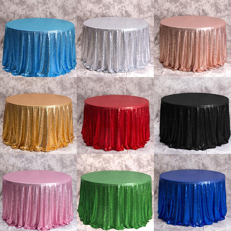 Round Rose Gold Sequin Tablecloth Glitter Table Cloths for Birthday Wedding Bridal Baby Shower Party Decorations