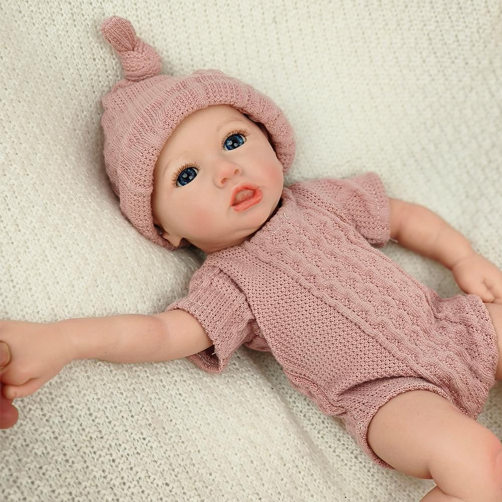 Soft Elastic Pure Silicone Solid Full Body Reborn Doll Saskia Lifelike Cuddly Finished Emulation Doll Hand Painted Hair Baby Doll Kid Bedtime Play Toy