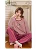Women's Long-Sleeve Sweet Cartoon Homewear Set with Built-in Bra Pads - Spring/Autumn Cotton