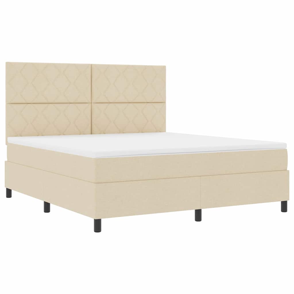 Box Spring Bed with Headboard Cream 180 x 200 cm Fabric