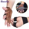 1Pair Weight Lifting Gloves Padded Leather Palm Grip Durable Gym Gloves For Kettlebell Pull-Ups Row Training