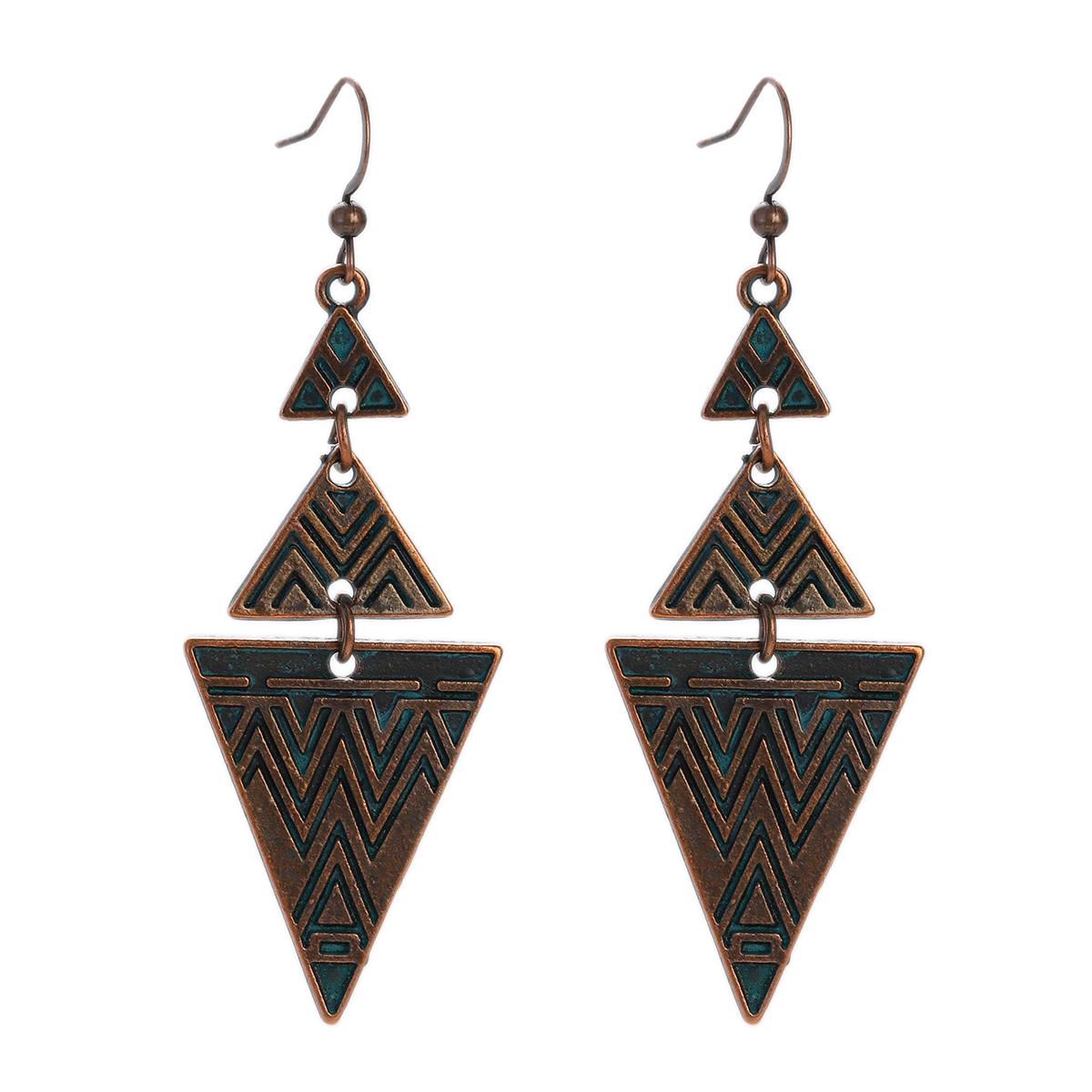 

Антикварні бронзові металеві сережки Вінтажні геометричні круглі трикутні підвіски Сережки Жіночі Етнічні Індійські Джумка Циркон