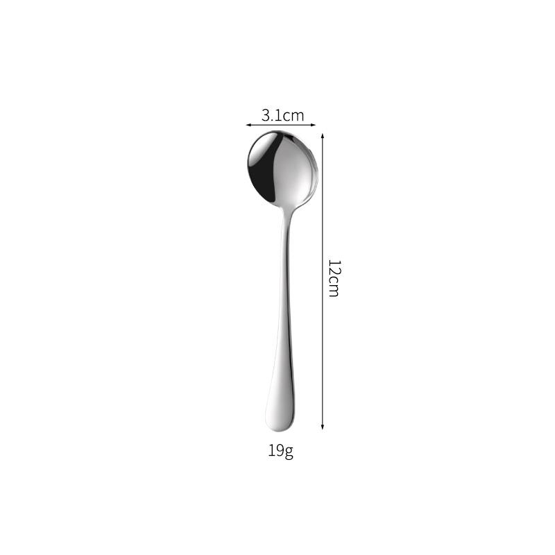 1010 Stainless Steel Dessert Spoon - Thick, Round, Mirror-Finish 304 Stainless Steel Tableware