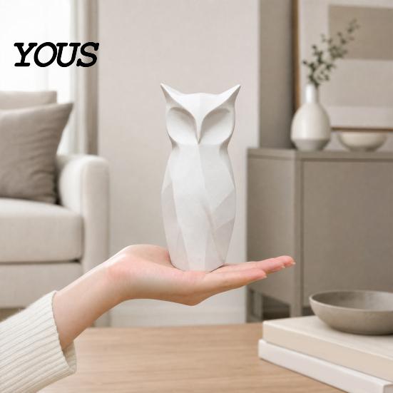 Geometric Owl Figure 3D Printed Abstract Figurine, Modern Minimalist Night Statue Statue, Decorative Bird Sculpture for Home Office Decoration