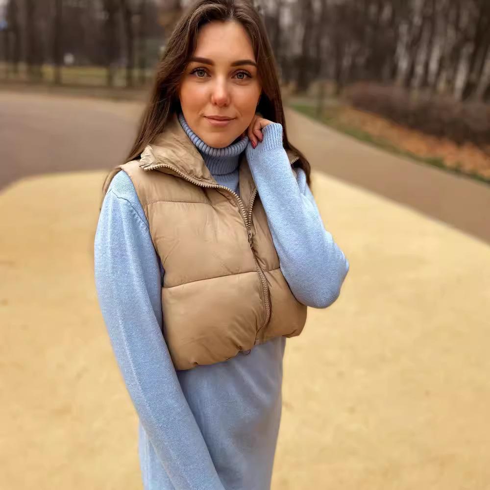 Women's 2023 Spring Cotton Zip-Up Vest: 11 Colors, Stand-Up Collar