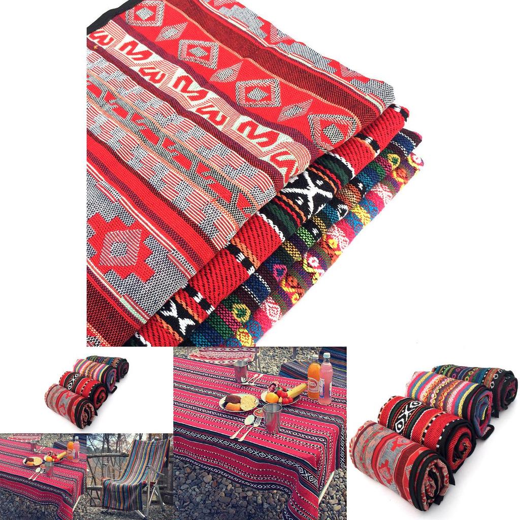 Premium Abstract Outdoor Picnic Tablecloth With Tribal Native American Print 43 X 55 Inches