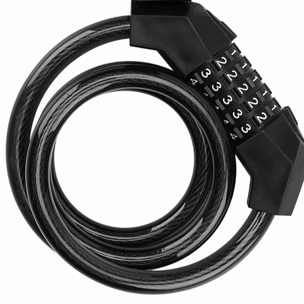 5 Digit Anti Theft Bike Cable Lock Black Thickened Wear Proof Portable Security Bike Chain Lock
