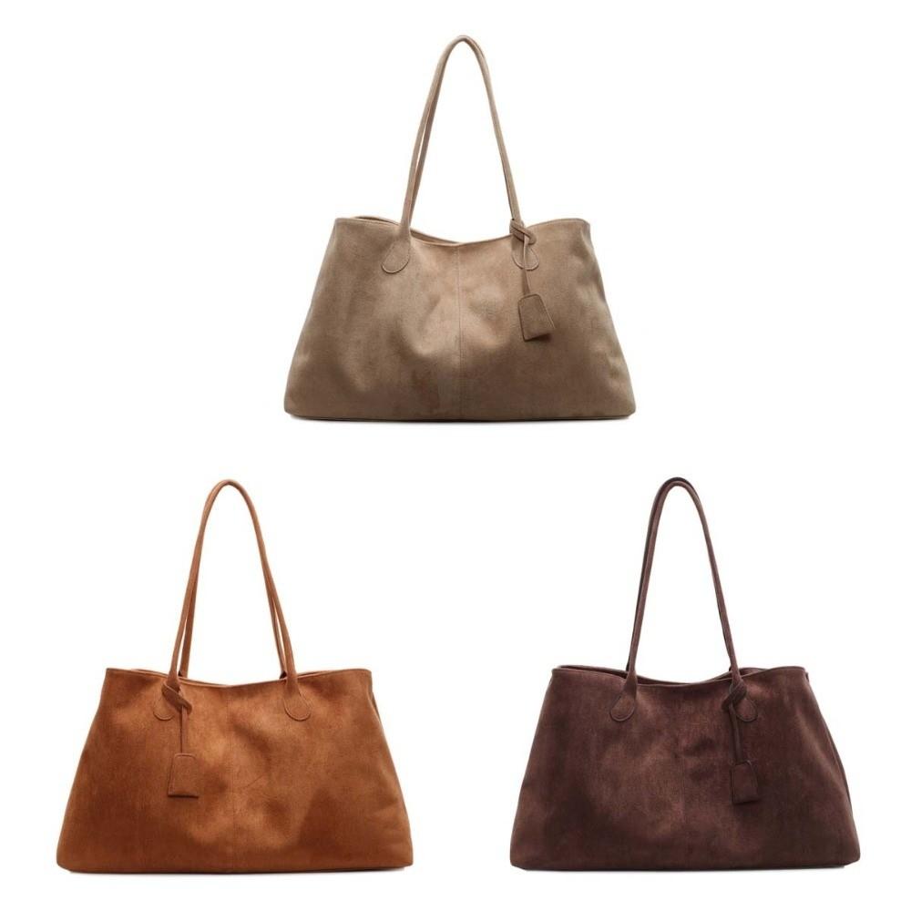 Elegant Shoulder Pouch Suede Shoulder Bag Korean Style Storage Suede Handbag All-match Suede Bucket Bag Underarm Tote Bag Office
