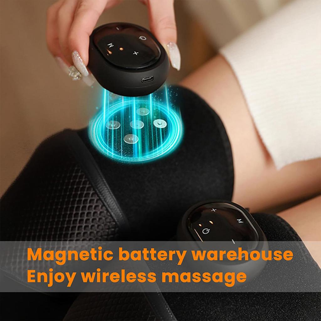 Wireless Knee Massager With Thermal Vibration, Electrically Heated Knee Brace, With 5 Heat And 3 Massage Modes, Gift For Men And Women ,gray,