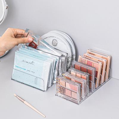 Stolní organizér na make-up s více přihrádkami, police na make-up, tvářenky a kosmetiku, 7 přihrádek, plastová úložná krabička na oční stíny
