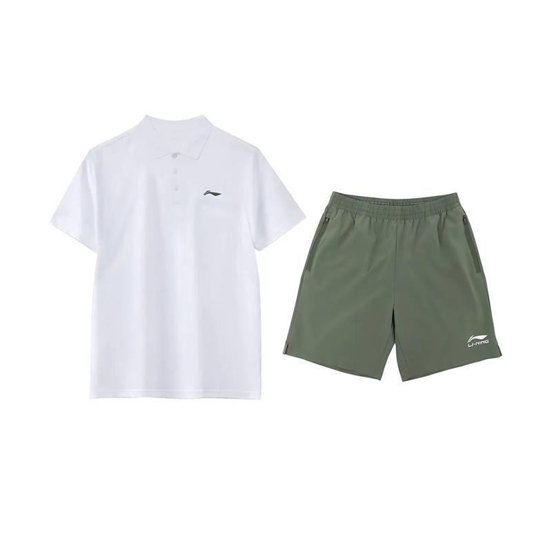 

Li-Ning Simple Comfortable Breathable Versatile Outdoor Fitness Leisure Sports Suit Unisex suit YPLV049-1+YKSV147-1 M