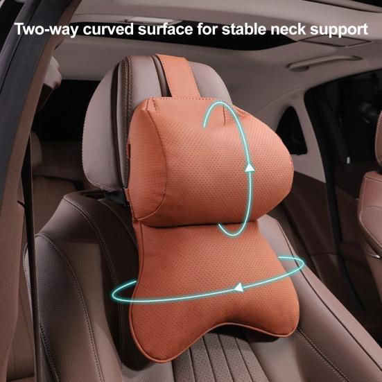 Car Neck Pillow Ergonomic Breathable Car Headrest Neck Cushion with Elastic Strap Adjustable Cervical Support Pillow for Neck Pain Relief