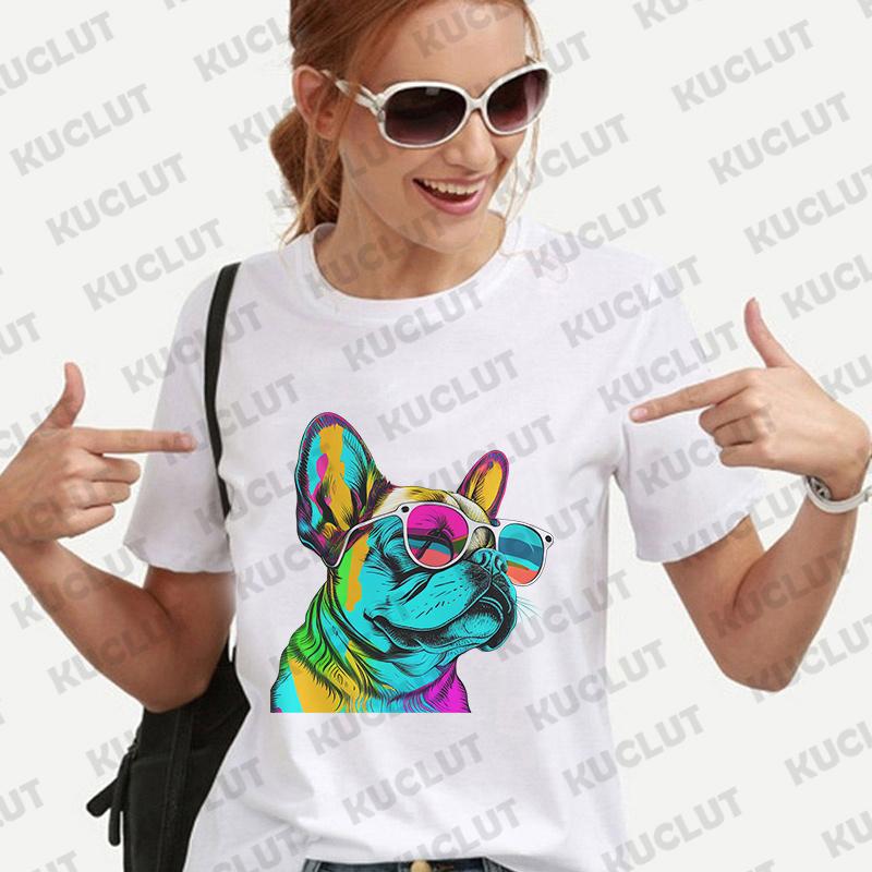 Dog Shirt Gift for Frenchie Mom Dog Streetwear Graphic Y2k Tops Unisex Short Sleeve Tees Blouses Harajuku TShirt Female Clothing