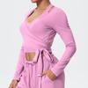 European Fashion Nude Feel Long Sleeve Bandage Yoga Suit for Women