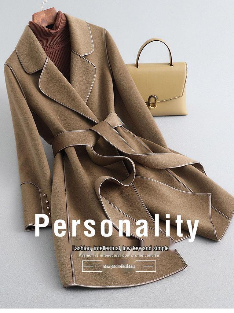 Korean-Style Woolen Coat: Women's 2025 Autumn/Winter Mid-Length Double-Sided Trendy Top