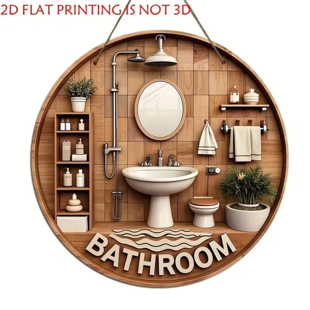 Wall Art Sign Circle Decor Plaque Hanging Pendant Toilet Decor Plate Home Decor