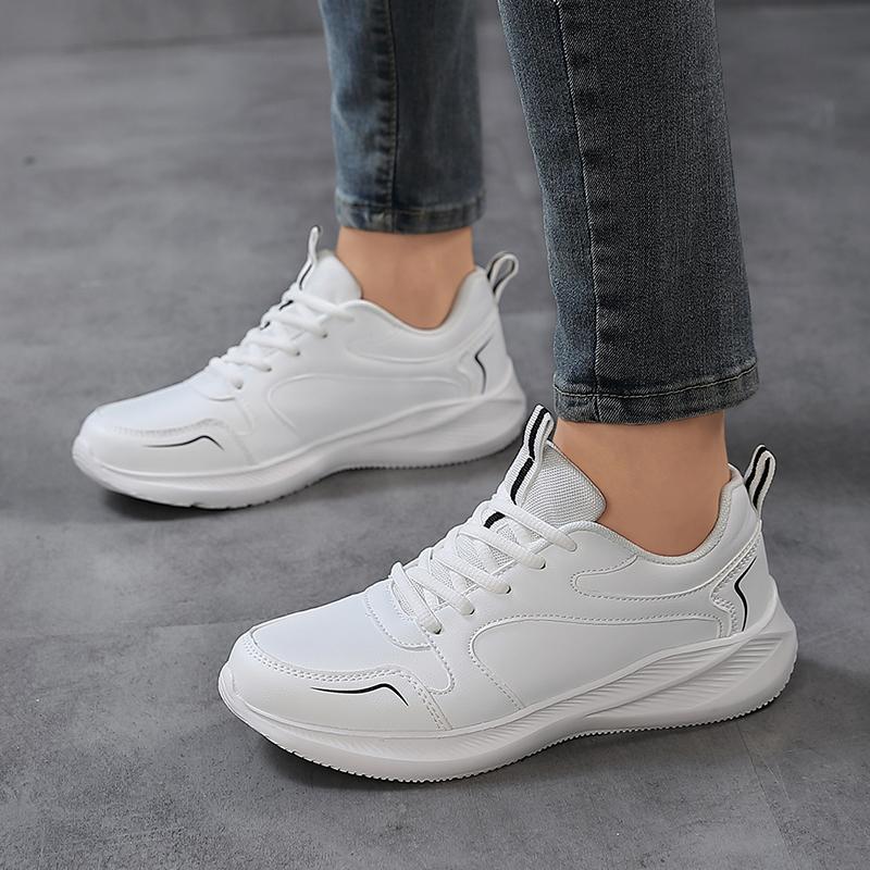 Damen PU-Leder Laufschuhe Elastische Freizeit-Sportschuhe Wasserdichte Outdoor-Trainings-Sneaker Leichte Jogging-Schuhe