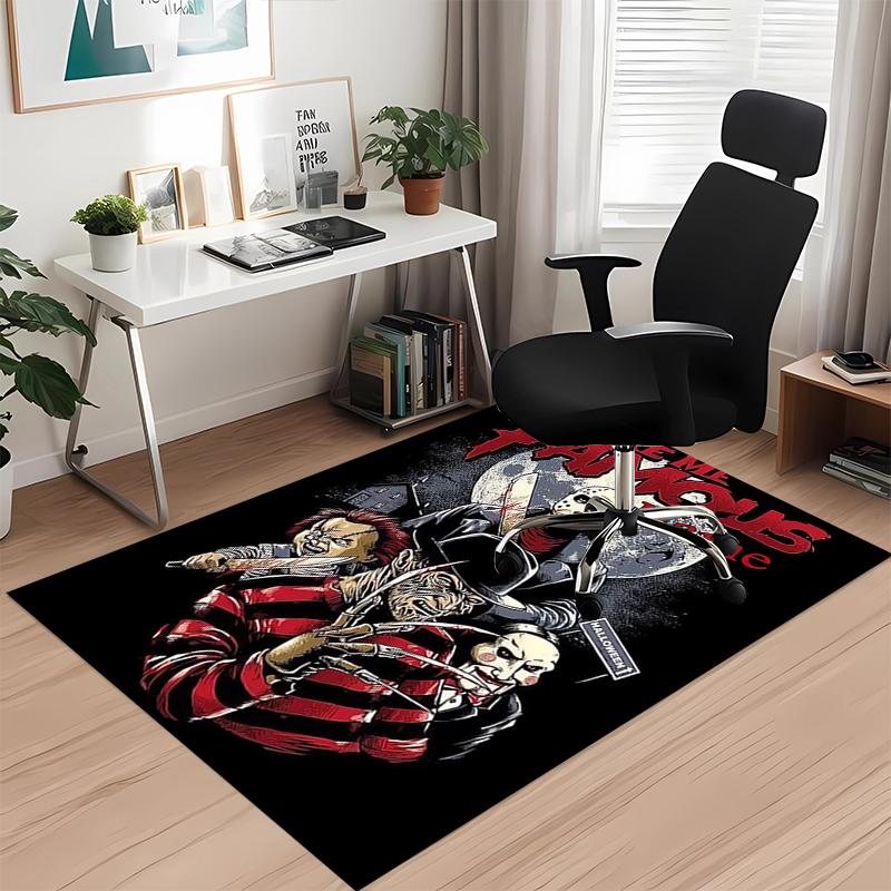 Custom Name Halloween horror Printed Carpet, for Office Chair Living Room Bedroom Kitchen Room Decor Gifts.