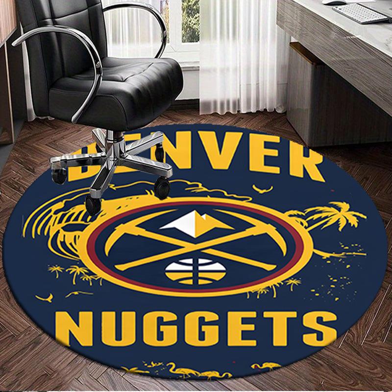 Nuggets Logo Art Round Rug for Livingroom,Bedroom, Palyroom, Chair Rug, Area Rug, Circle Carpet, Large Size Fan Christmas Gift