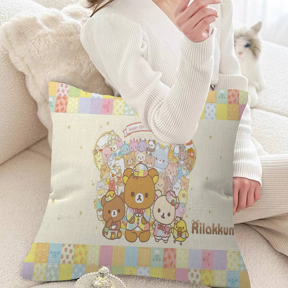 Popular Cute R-rilakkumas Bear Cushion Cover Car Throw Pillow Case For Sofa Car Christmas Gift 40x40cm 45x45cm