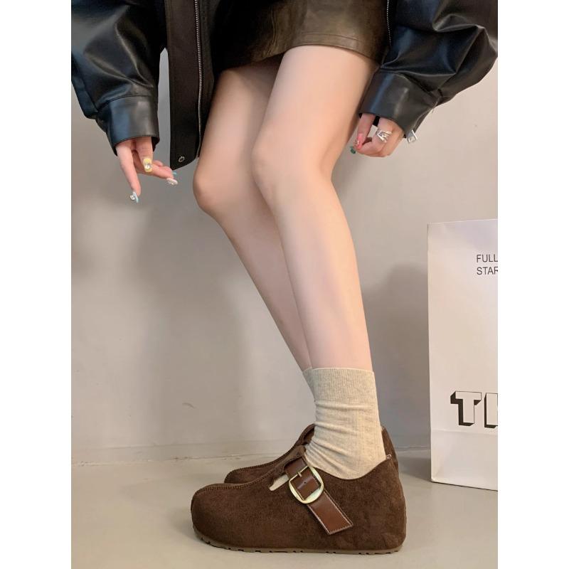 Inner heightening bag heel women's leather 2 new women's shoes belt buckle retro belt buckle single shoes