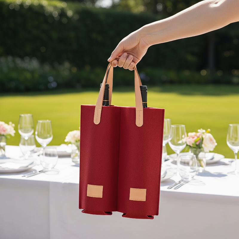 1PCS Wine Bag Felt Single Bottle Insulated Tote Bottle Wine Carrier Bag Padded Wine Cooler Gift For Wine Lovers Or Wedding