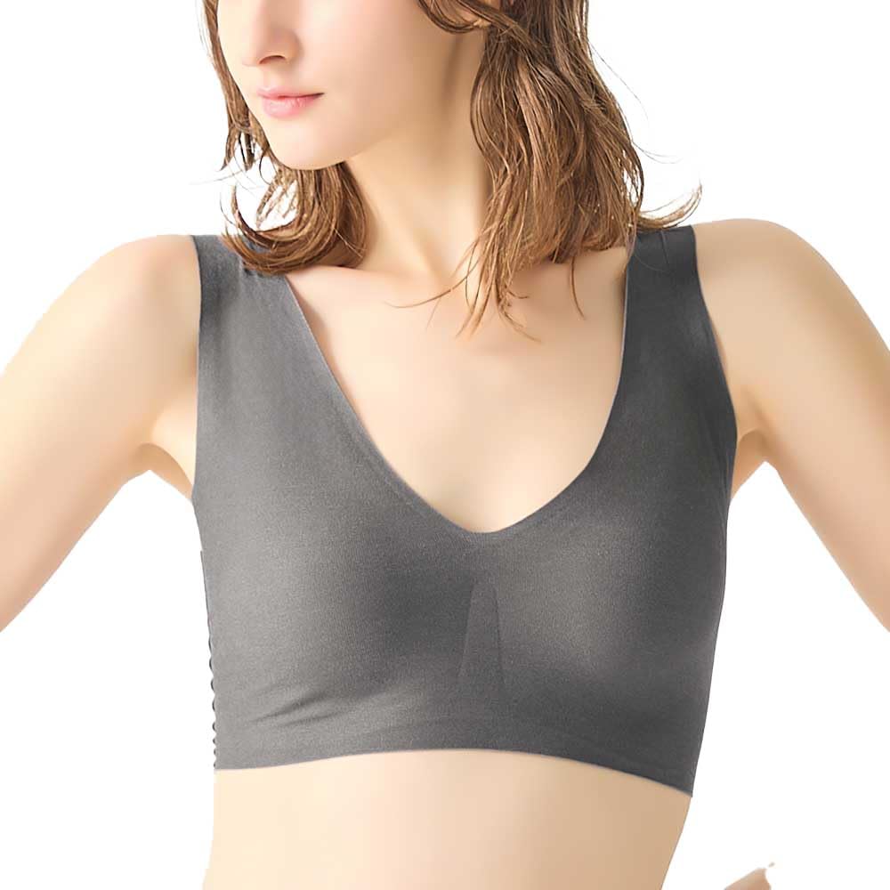 

Бюстгальтер для коррекции фигуры KIREILABO Shapewear Easy to Cuts out Bra KB7255P Charcoal Gray [Gunze] износ, неровности, без косточек для женщин
