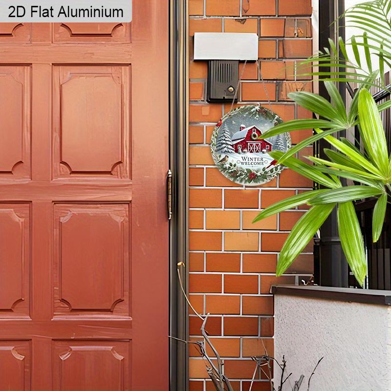 2D Flat Aluminium Cardinal Christmas Welcome Sign - Warm Winter Figurine Ornaments - Ideal for Front Door, Wall, Porch, Window Decor - Ideal